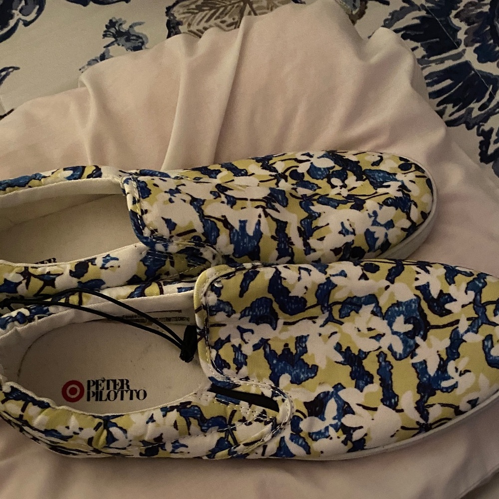 Peter Pilotto Blue and Yellow Patterned Slip-Ons
